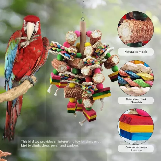 Bird Toys, Parrot Toys Made of Natural Multi-Colored Wooden... 