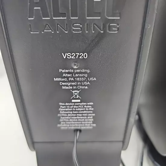 Altec Lansing VS2720 Desktop Speakers - Tested & Working