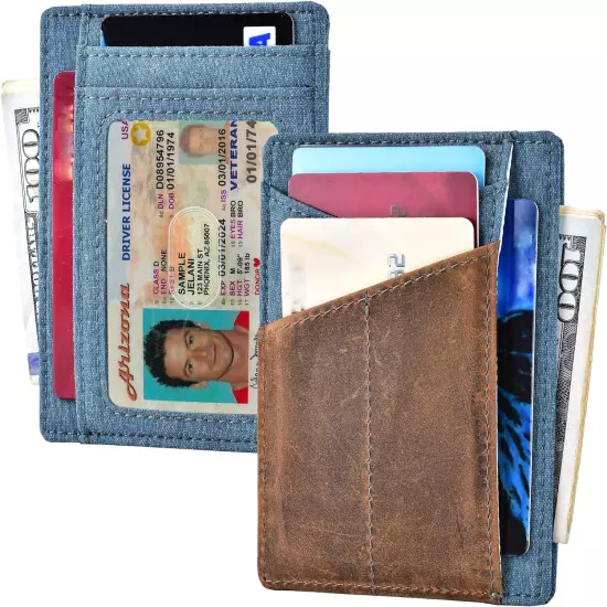 Minimalist Mens Wallet RFID Front Pocket Wallet Secure Thin Credit Card Holder M