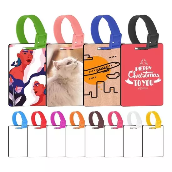 12Pcs Sublimation Blank Luggage Tags with Straps Lanyard Sided Printable 9582