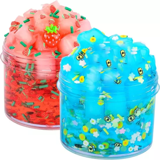 Slime Kit-2 Pack Jelly Cube Crunchy Slime, Non Sticky, Soft Sludge Toy Gifts