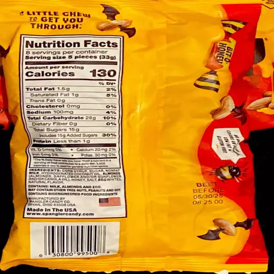 3 Bags Bit-O-Honey Candy, Almost 2 Pounds, Individ. Wrapped Candy, Honey Taffy