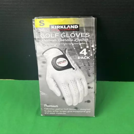 4 Pack Kirkland Signature Leather Golf Glove Left Handed Size S White