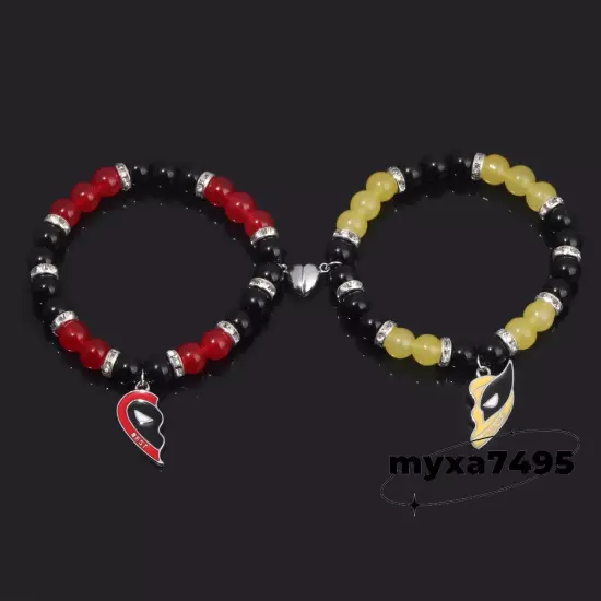 Cosplay Bracelet Deadpool 3 & Wolverine Beaded Heart Pendant Hand Chain Jewelry