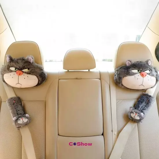 Cartoon Lucifer Cat Plush Car Headrest Seat Belt Cover Throw Pillow Cushion Gift