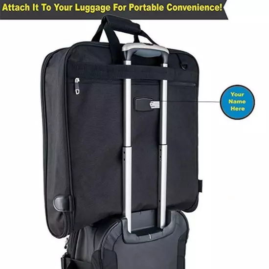 2 in 1 Hanging Suitcase Luggage Bags For Travel Foldable On Carry Black' A8Y4