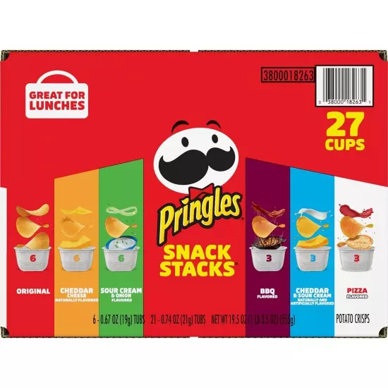 Potato Crisps Chips, Snack Stacks, Lunch Snacks (27 Cups)