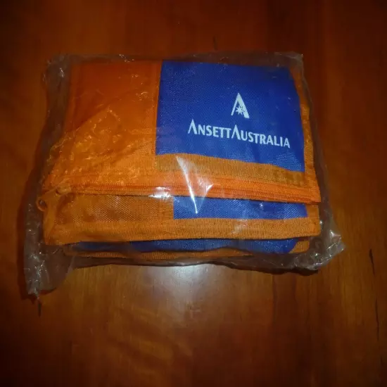 Vintage Ansett Australia Travel Wallet Bumbag Orange Blue Passport Holder - NEW