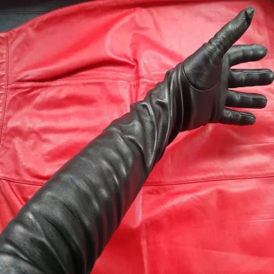 Size 9 ULTRA LONG R.C.E. UNLINED KID LEATHER GLOVES ITALY FORMAL EVENING BOUDOIR