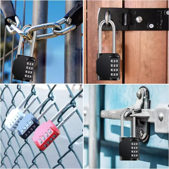 Combination Locker Lock, 4 Digit Outdoor Padlock for Gym, School, Gates, Doors, 