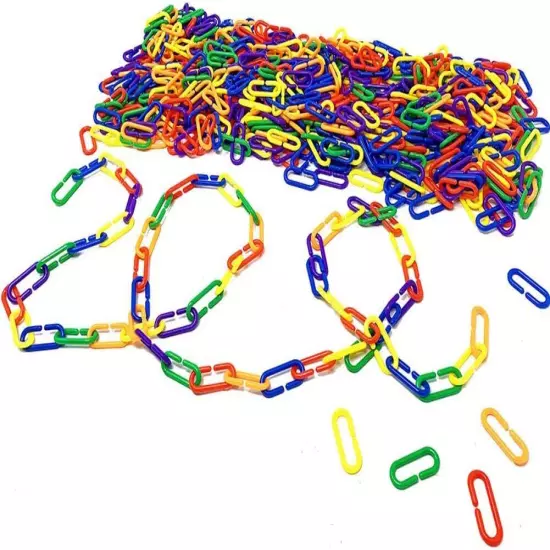 JIALEEY 600 Piece Plastic C-Clips Hooks Chain Links Rainbow C-Links Children's L