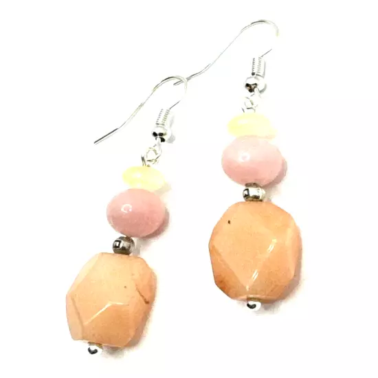 Brighton Paradise Garden Peach Pink Orange Stone Beads Custom Earrings