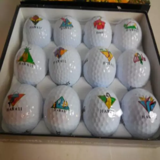 F5 Amazing Vintage Spalding HAWAII Custom Print Golf Balls Brand New 12 Count