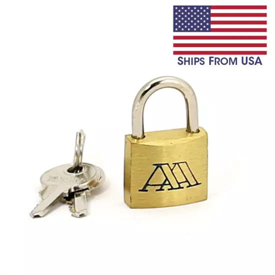 Solid Brass Luggage Padlock w/ Hardened Steel Shackle Keyed 3/4" inch 19mm