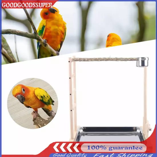 49*37*59cm Wood Bird Stand Large Parrot Perch Playstand w/Steel Tray 2*Bowl USA