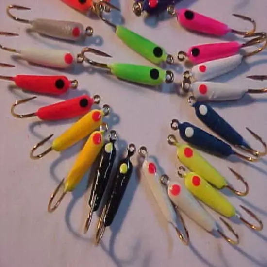 24 NEW ROCKER PANFISHING JIGS SIZE 10 BLUEGILL panfish PERCH JIG fishing ice