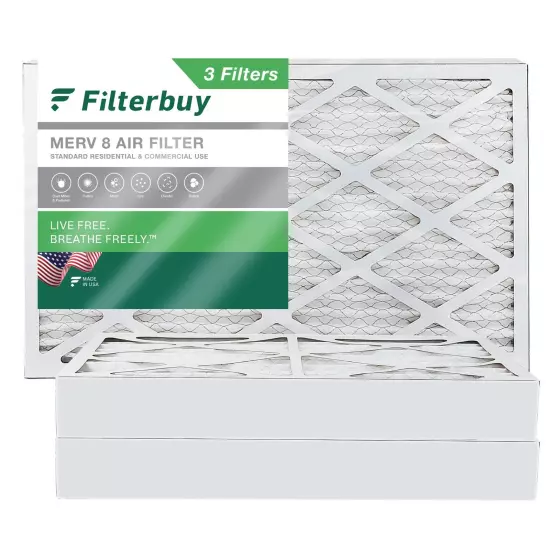 Filterbuy 16x24x4 Pleated Air Filters, Replacement for HVAC AC Furnace (MERV 8)