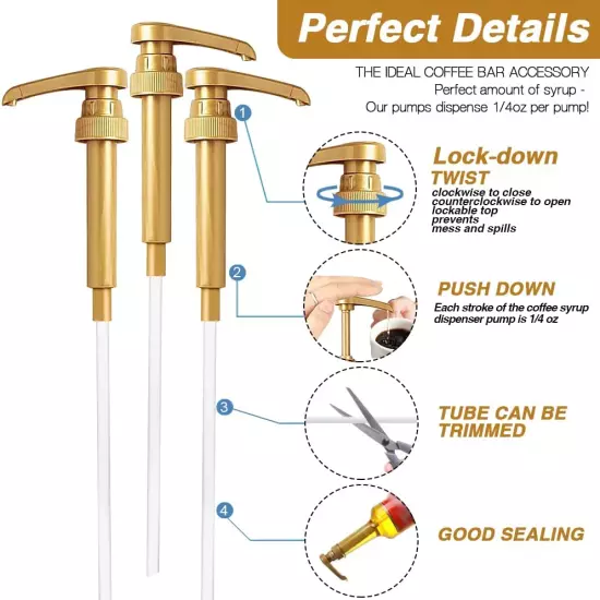 Premium 8 Packs Coffee Syrup Pump Dispenser, Fits 25.4 Oz/750Ml Coffee Flavoring
