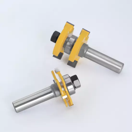 2PCS 1/2in(12.7mm) 12mm Shank Joint Router Bits Set Tongue and Groove Adjustable