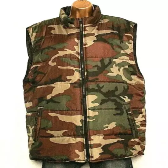 Open Trails Mens Camouflage Insulated Long Vest Standing Collar S X-Large