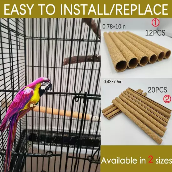 20Pcs Sand Perch Covers for Bird - 7.5" Bird Perchs Bird Stand Bird Cage Accesso