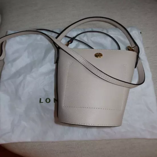 Longchamp Eggshell White Leather Epure XS Crossbody Bucket Bag $360 NEW