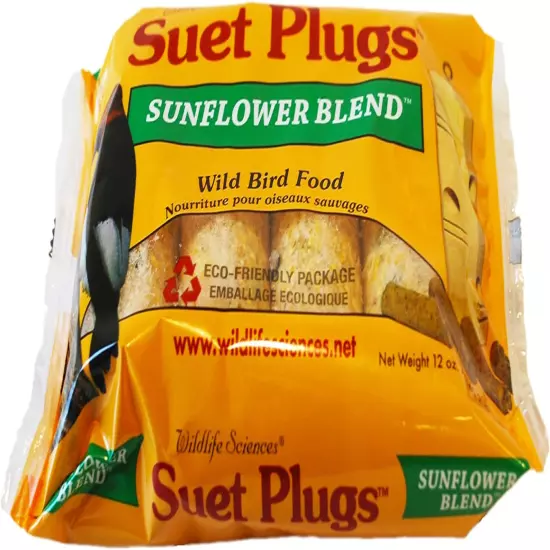 Wildlife Sciences Suet Plugs Variety 16 Pack, 4 Wrapped 4 Packs 12 Ounces Each