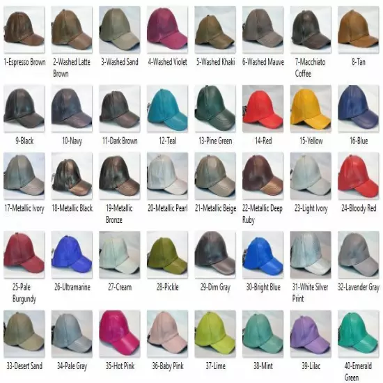 New 100% Real Genuine Lambskin Leather Baseball Cap Hat Sports Visor 40 COLORS