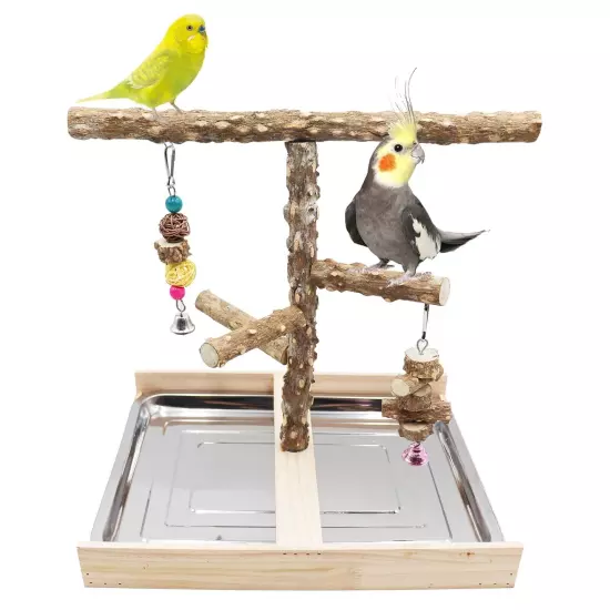 Large Bird Perch Stand Toy, Natural Pepper Wood Parrots Playground with Remov...