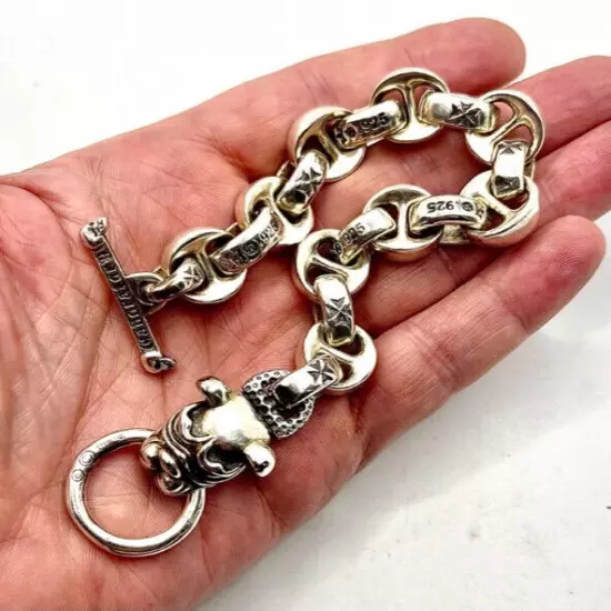 C'est Magnifique Vintage Silver Single Dog Biker Heavy BRACELET 96g