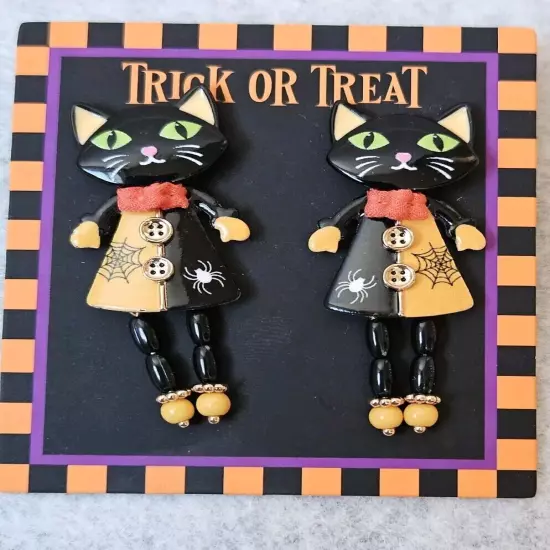 Bella and Jack trick or treat Cat Dangle Earrings earrings