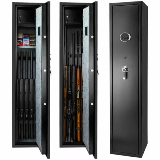 Security 5 Gun Rifle Storage Electronic Lock Shotgun Pistol Cabinet Safe Firearm