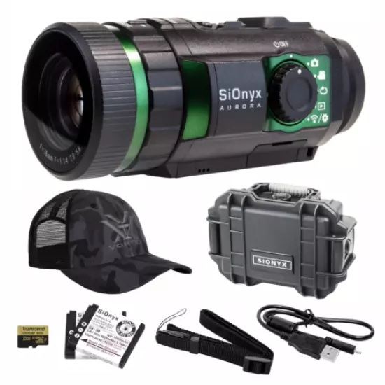 SIONYX Aurora Digital Night Vision Camera with Hard Case and Hat Bundle