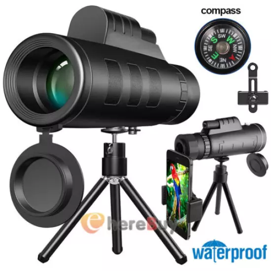 Day/Night Vision 40x60 Zoom HD Monocular Starscope Monocular Telescope BAK4 Clip