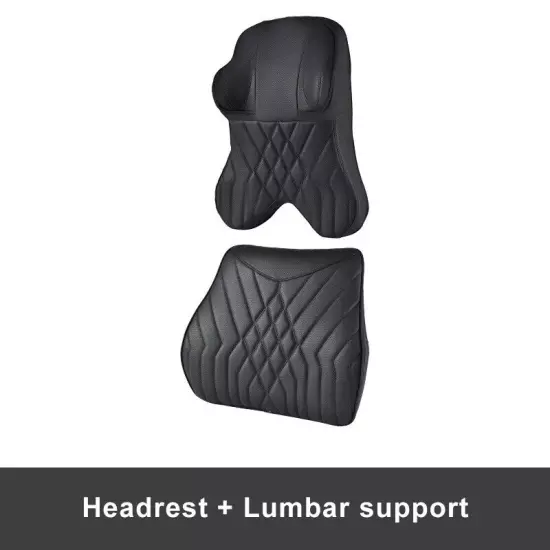 Car Leather Headrest Lumbar Support Rest Neck Pillow Back Cushion Waist Supports