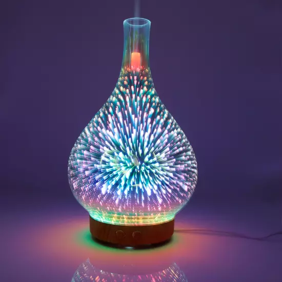 100ml Glass Essential Oil Aroma Diffuser Colorful Light Ultrasonic DS