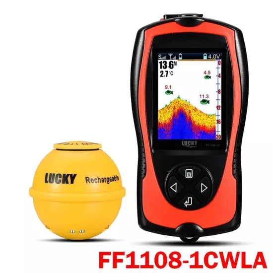 Rechargeable Fish Finder FF1108-1CWLA/CT Sonar Sensor Max 45M Water Depth