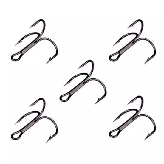 100pcs 1/0#-14# Fishing Hook Sharpened Treble Hooks Stainless Barb Hook Size