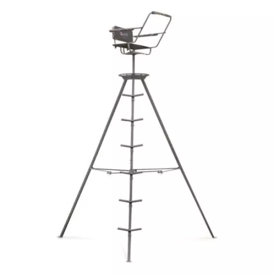 Outdoor Hunting Tree Stand Ladder Deer Big Game Backrest 12' Tripod Deer Stand