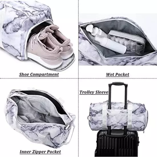 Sports Gym Duffle Travel Bag for Men Women with Shoe Compartment Wet Pocket (Mar