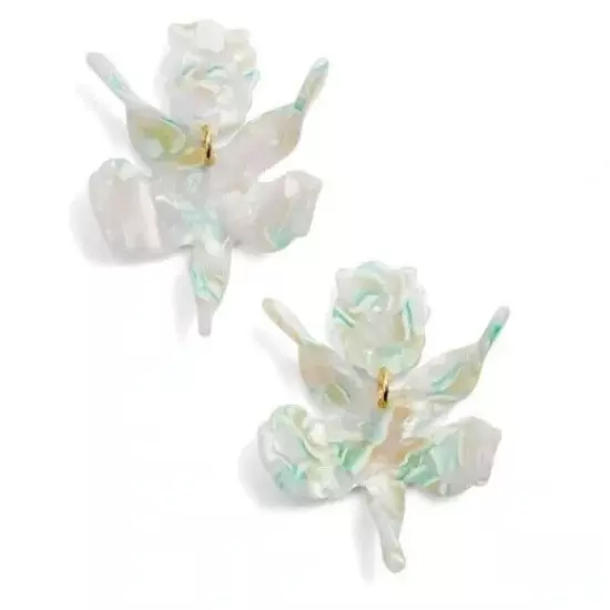 Lele Sadoughi Small Paper Lily Drop Earrings in Mint