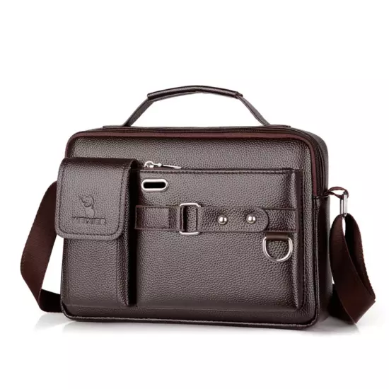 Large-Capacity Shoulder Bag Leather Men'S Messenger Bag Business Commuter Handba