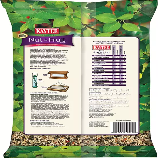 Kaytee Wild Bird Food Nut & Fruit Seed Blend for Cardinals, Chickadees, Nuthatch