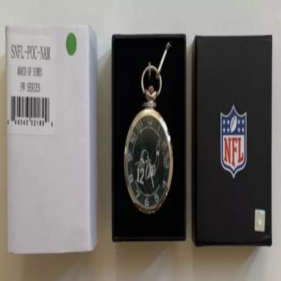 JOE NAMATH 12 NFL POCKET WATCH W/CHAIN-7th CELEBRITY GOLF CLASSIC-STAINLESS-NEW 