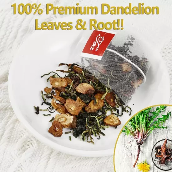 Premium 100 Dandelion Leaf & Root Tea Bags 7.06oz Herbal Tea Caffeine Free