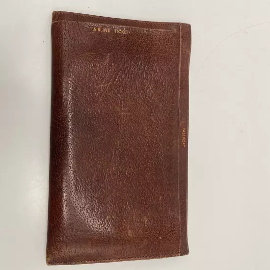 Vintage Leather Travel Wallet for Passport, Tickets, Documents, Checks - England