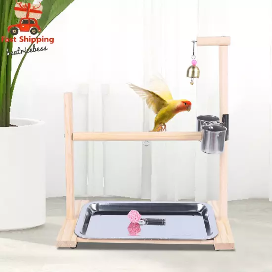 Parrot Playstand Bird Playground Perch Gym Training Stand Toys with Feeder Cup