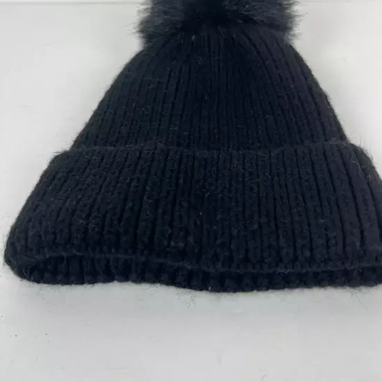 Norla Canada Alpaca Wool Pom Pom Winter Hat Black Knit Beanie