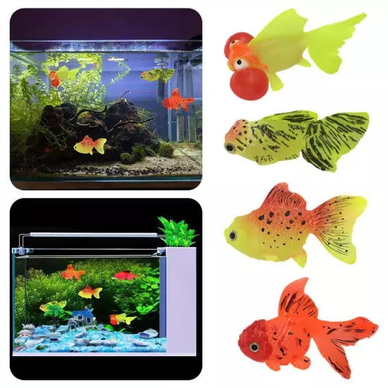 1pc Fish Tank Fish Glow Dark Goldfish Fake Fish Artificial Floating Moving H1G8