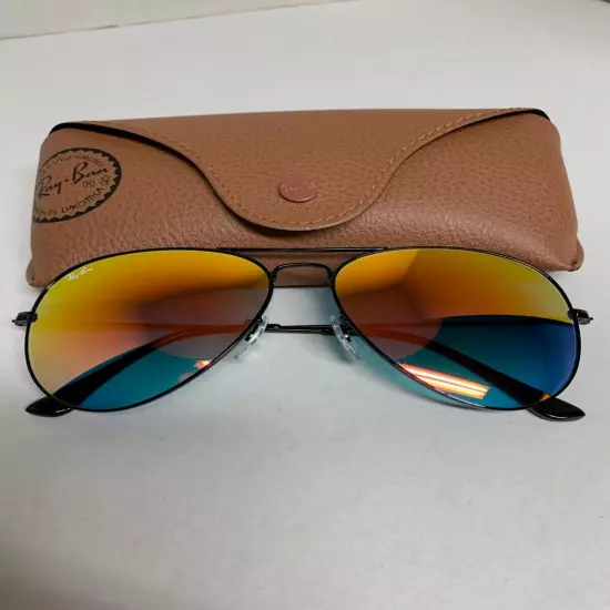 Ray-Ban Aviator Sunglasses RB3025 58m Black Frame Orange Gradient Flash 002/4W